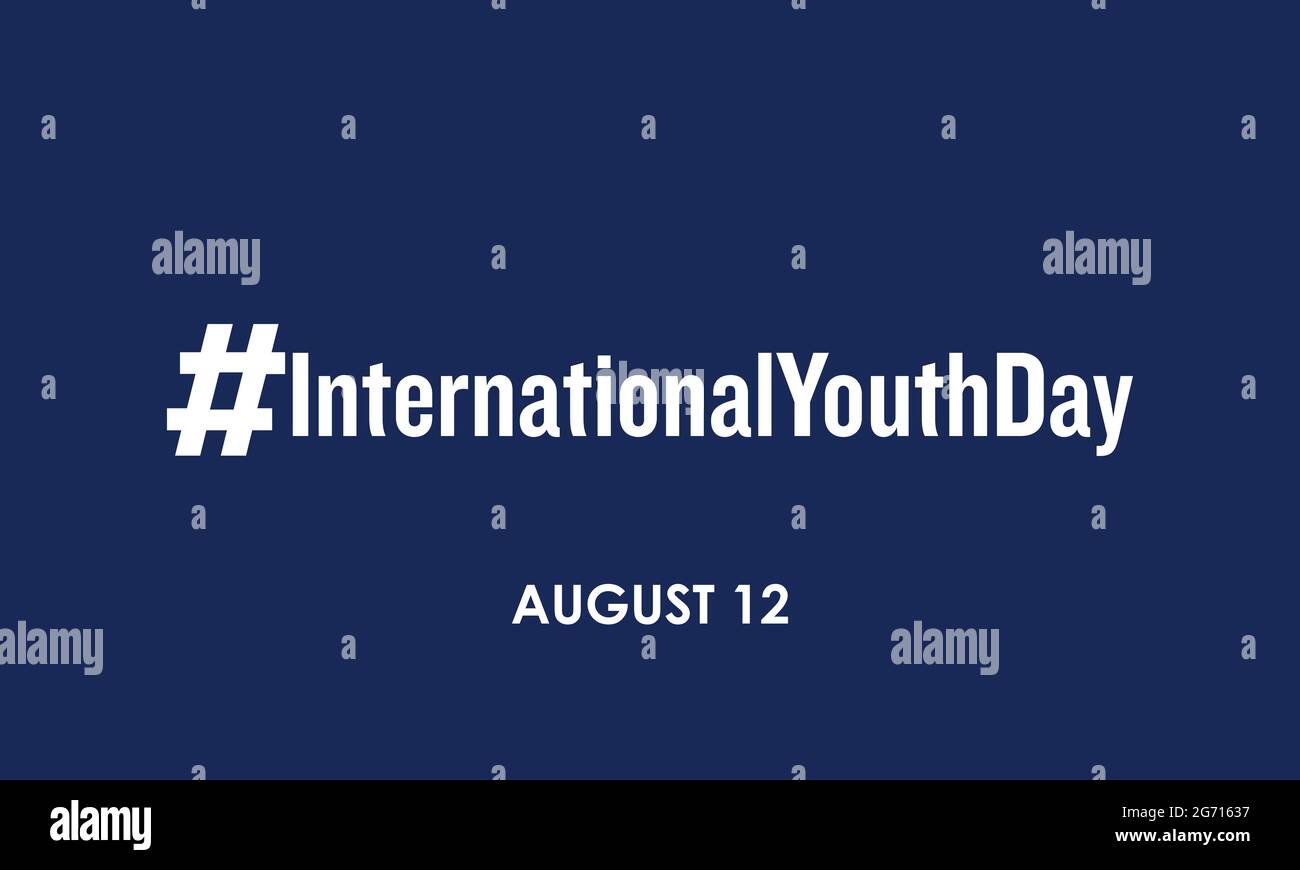 Giornata internazionale della gioventù osservata il mese di agosto di ogni anno. Banner, poster, scheda, sfondo. Questioni culturali e giuridiche riguardanti i giovani. Illustrazione Vettoriale