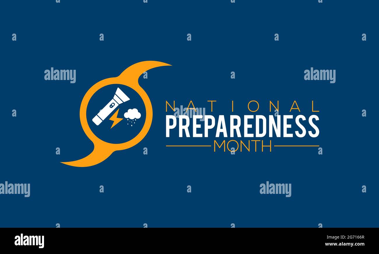 Banner vettoriale del mese nazionale della preparazione (NPM), poster, scheda, sfondo. Osservato il settembre di ogni anno. Illustrazione Vettoriale