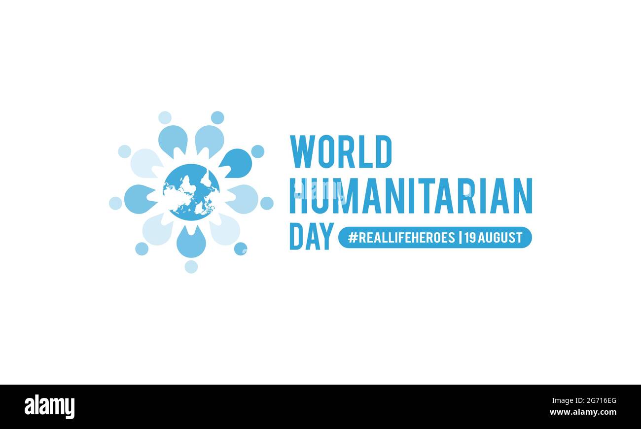 Modello di banner vettoriale del mese della giornata umanitaria mondiale osservato il mese di agosto Illustrazione Vettoriale