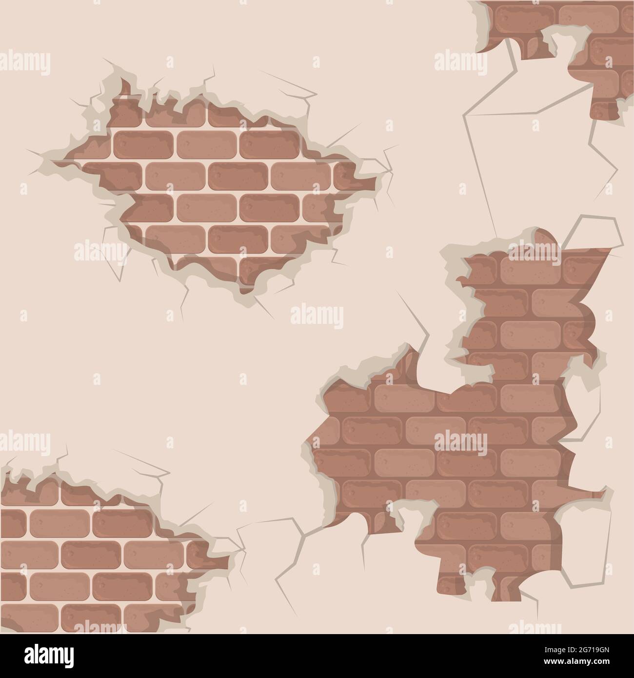 muro di mattoni incrinato Illustrazione Vettoriale