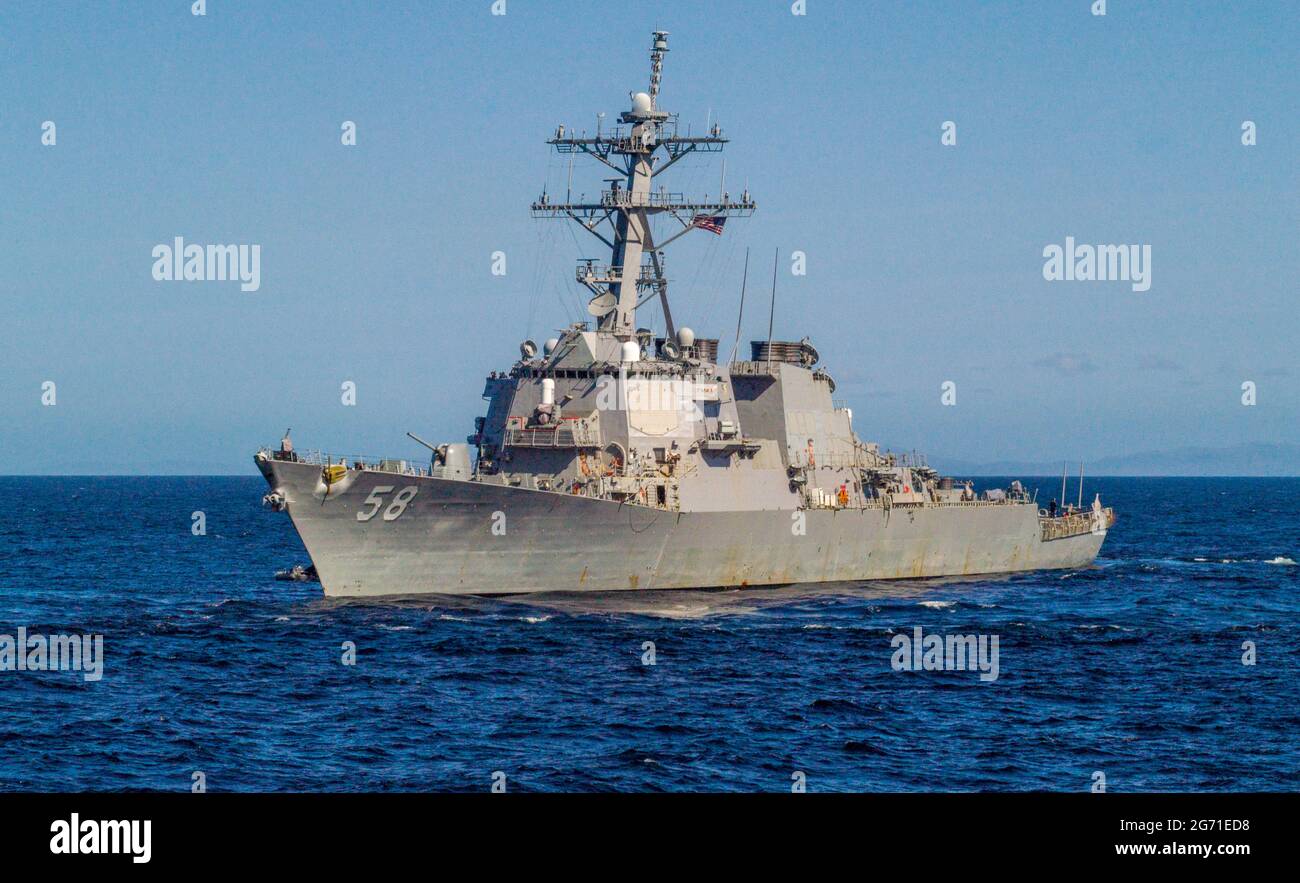 USS Laboon uno dei cacciatorpediniere della marina americana Aerleigh Burke Foto Stock