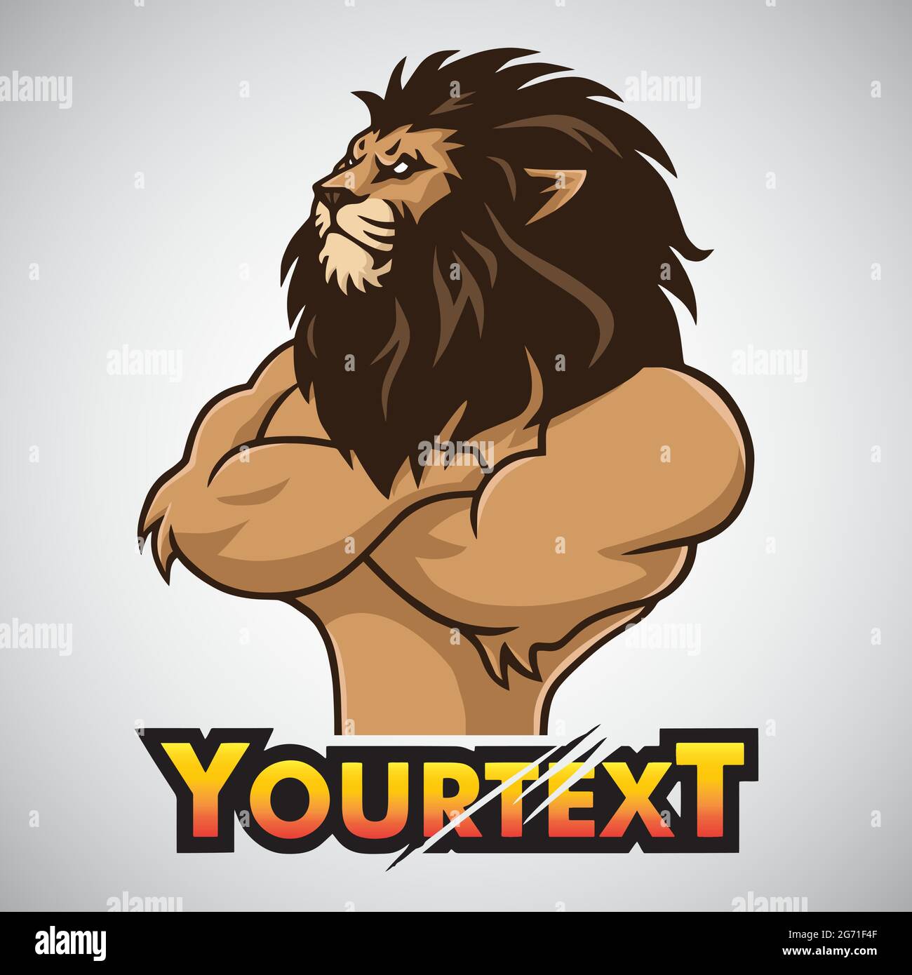 Lion Logo Mascot Character Design Vector Cartoon Illustrazione Vettoriale