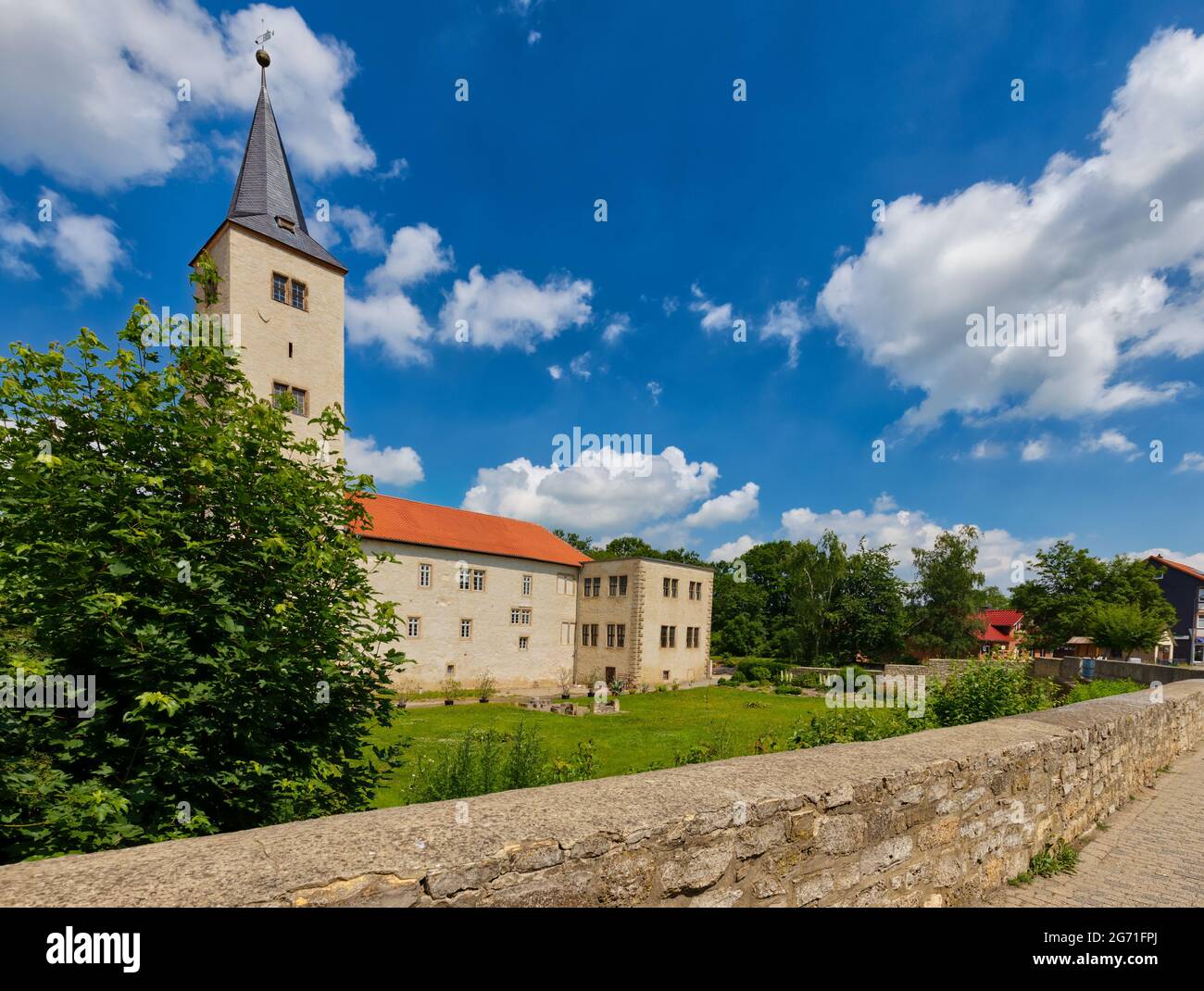 Schloss Hessen Nordharz Stempelstelle Burgen und Schlösser Harzer Wandernadel Foto Stock