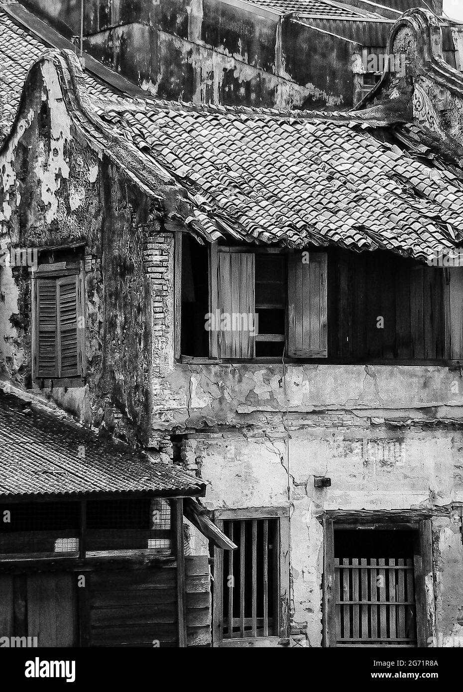 Casa storica cinese piastrellata a Malacca Foto Stock