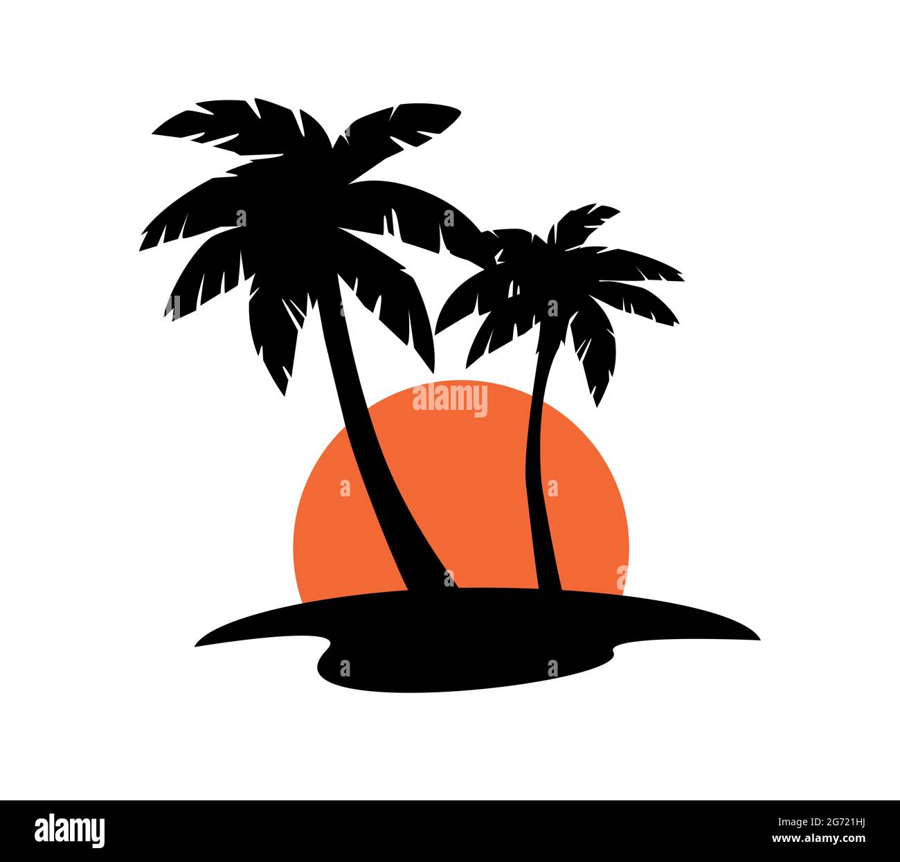 Summer Beach Palm Tree. Isola tropicale. Vacanza Illustrazione Vettoriale
