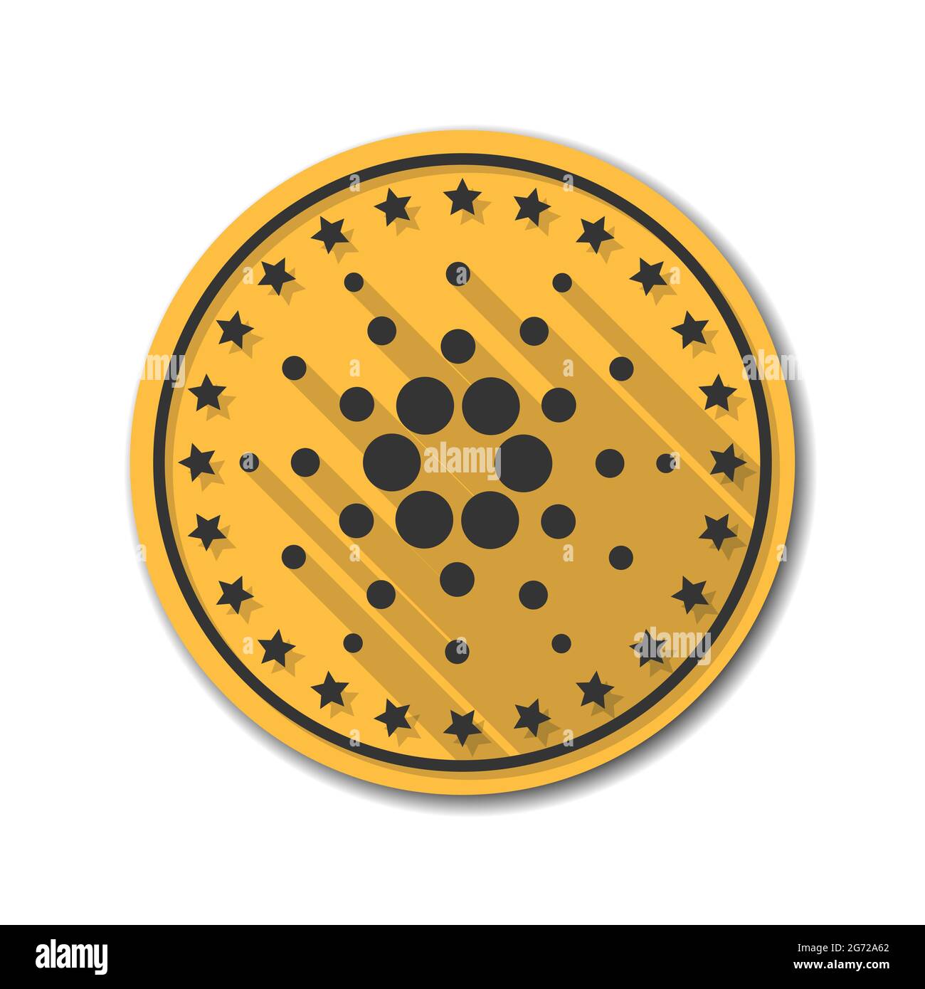 Moneta di cardano. Immagine vettoriale del simbolo cardano ADA della moneta di blocco Crypto Illustrazione Vettoriale