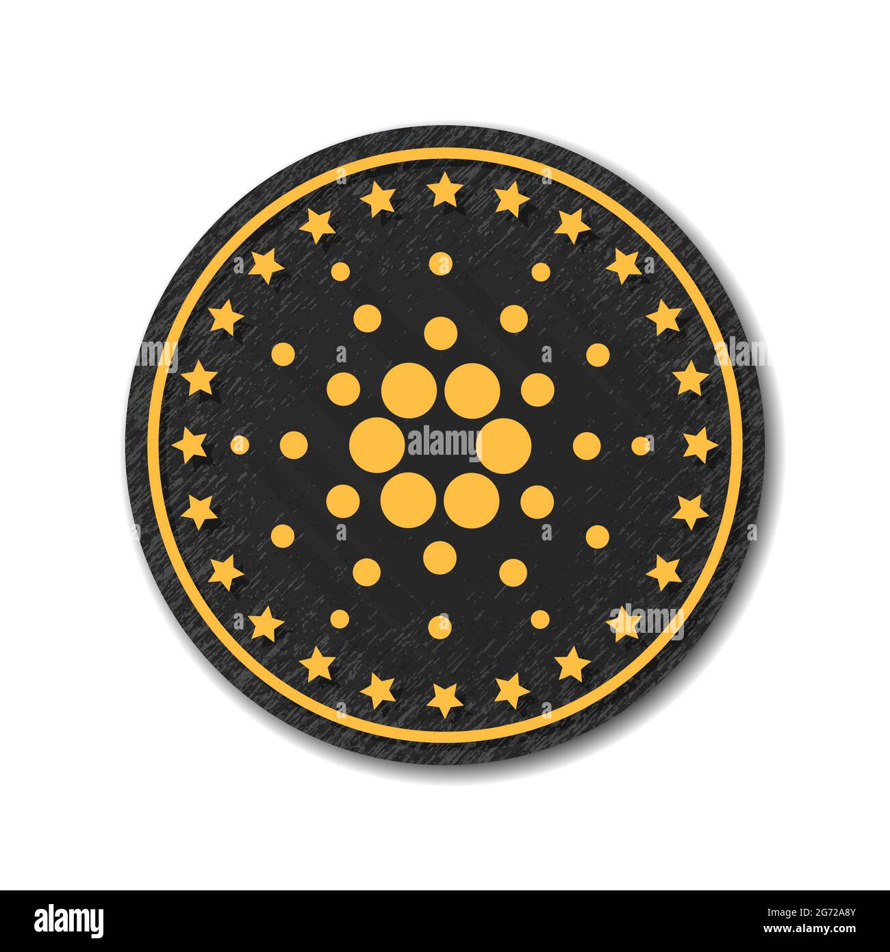 Moneta di cardano. Immagine vettoriale del simbolo cardano ADA della moneta di blocco Crypto Illustrazione Vettoriale