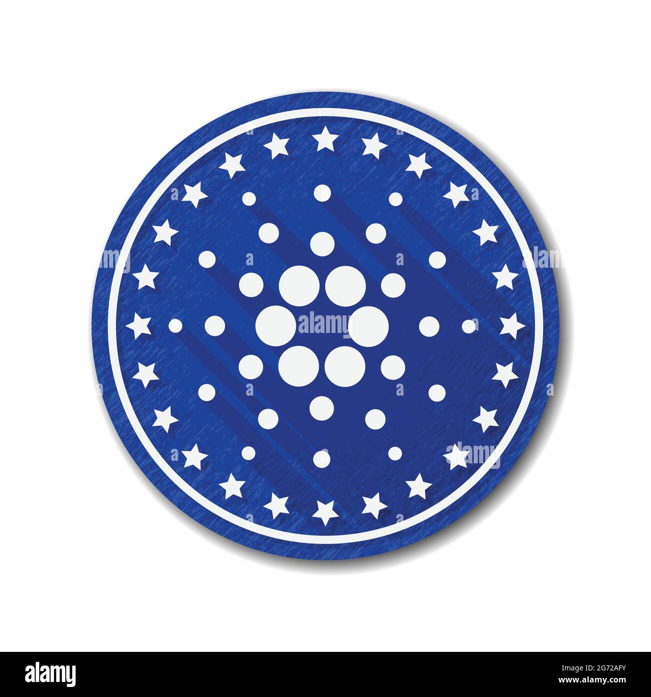 Moneta di cardano. Immagine vettoriale del simbolo cardano ADA della moneta di blocco Crypto Illustrazione Vettoriale