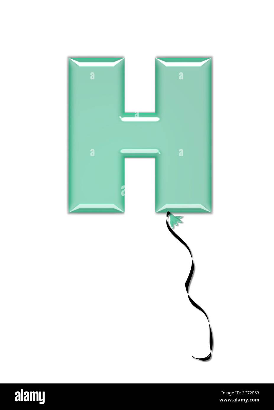La lettera H, nel set di alfabeti Gioielli Balloon, assomiglia ad un pallone gonfiato legato al nodo con una corda nera riccia. Le lettere, in serie, entrano Foto Stock