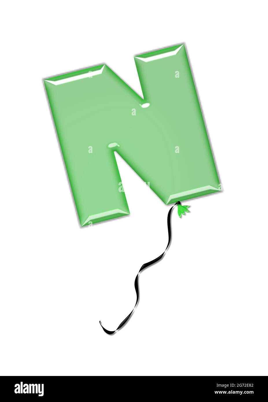 La lettera N, nel set di alfabeti Gioielli Balloon, assomiglia ad un pallone gonfiato legato al nodo con una corda nera arricciata. Le lettere, in serie, entrano Foto Stock