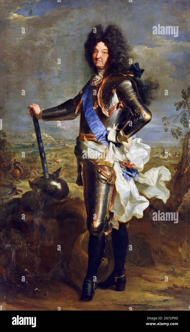 Luigi XIV Ritratto di Re Luigi XIV di Francia (1638-1715) di Hyacinthe Rigaud, olio su tela, 1701 Foto Stock