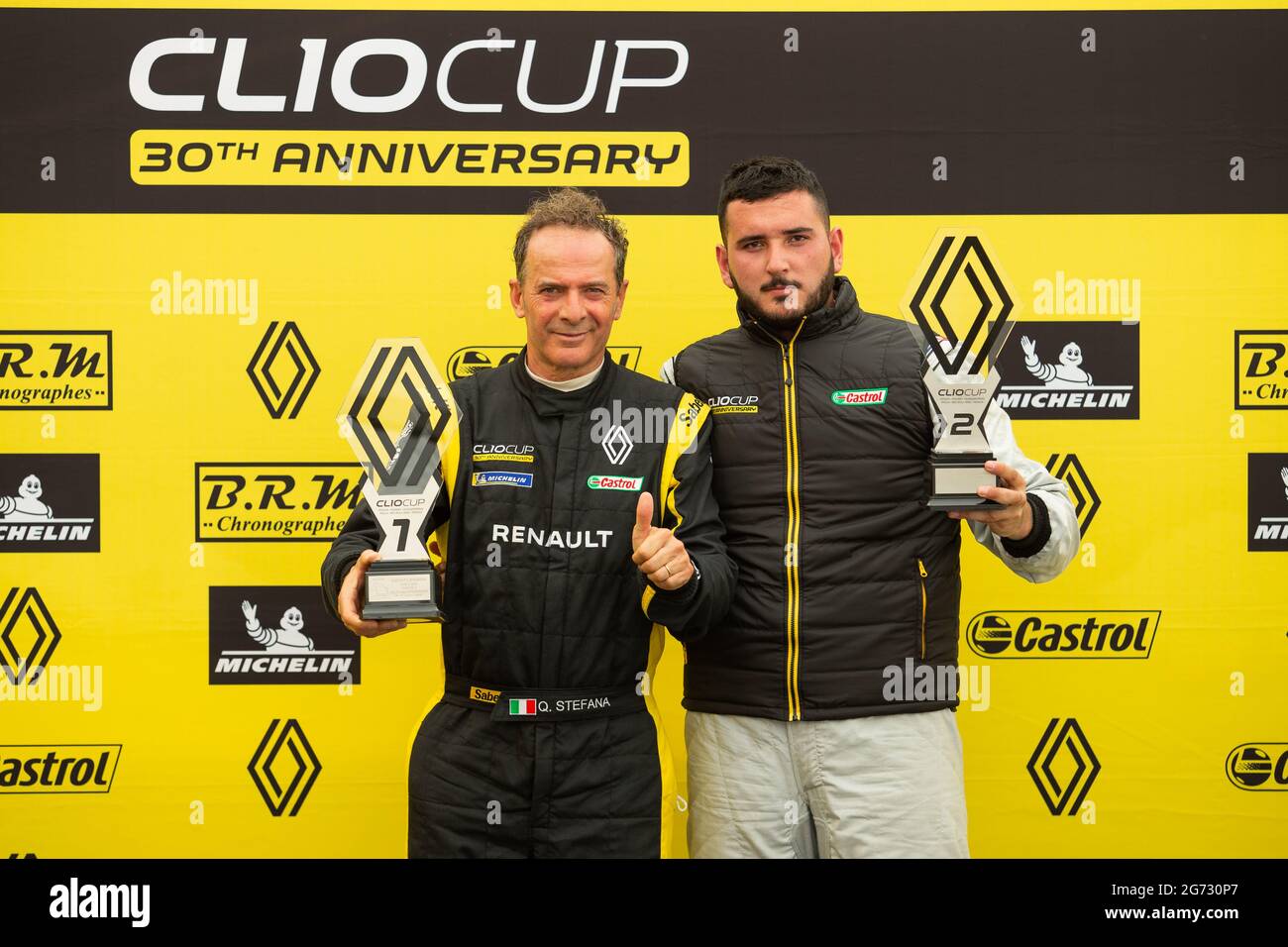 Stefana Quinto (ITA), TEAM OREGON, RENAULT CLIO CUP EUROPE, ritratto Silvestrini Antonio (ITA), PROGETTO E20 MOTORSPORT, RENAULT CLIO CUP EUROPE, podio ritratto durante il 7° round della Clio Cup Europe 2021, dal 9 al 11 luglio 2021 sull'Hungaroring, a Budapest, Ungheria - Foto Joao Filipe / DPPI Foto Stock