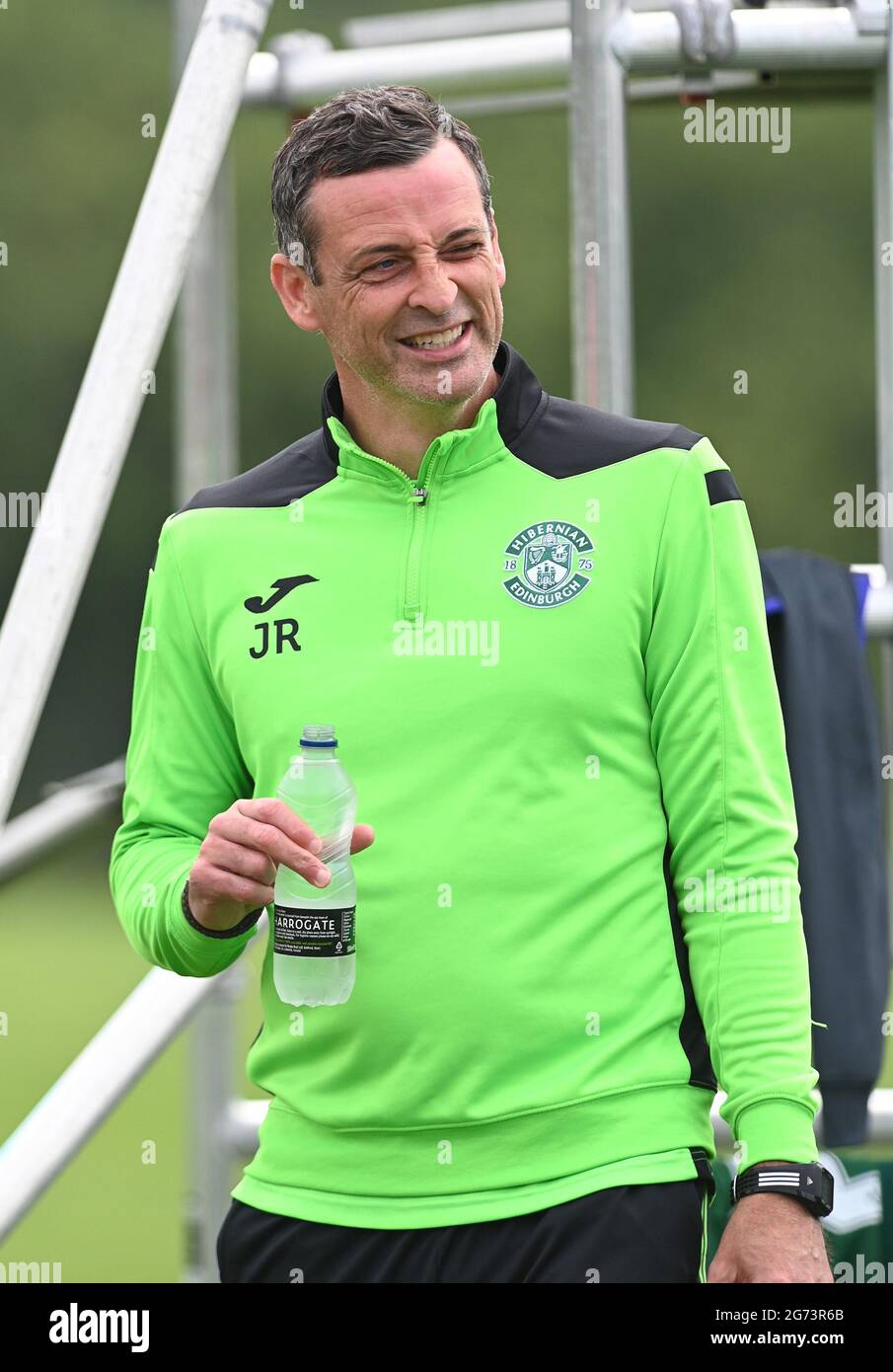 Tranent, Ormiston, East Lothian.Scotland. UK .3rd July 21 Hibernian vs Dunfermline pre season friendly match. Hibernian FC manager, Jack Ross 2021-2 Foto Stock