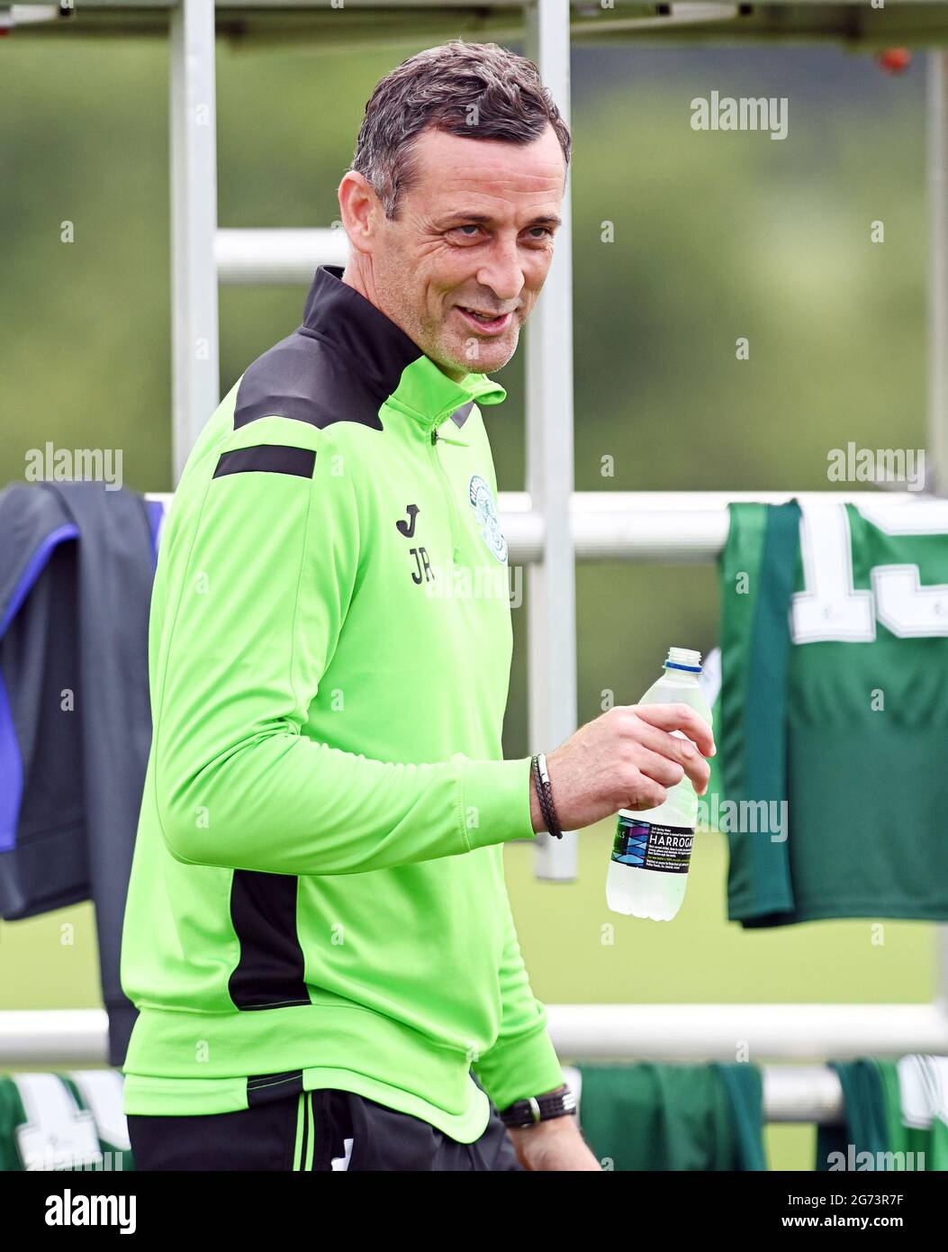 Tranent, Ormiston, East Lothian.Scotland. UK .3rd July 21 Hibernian vs Dunfermline pre season friendly match. Hibernian FC manager, Jack Ross 2021-2 Foto Stock