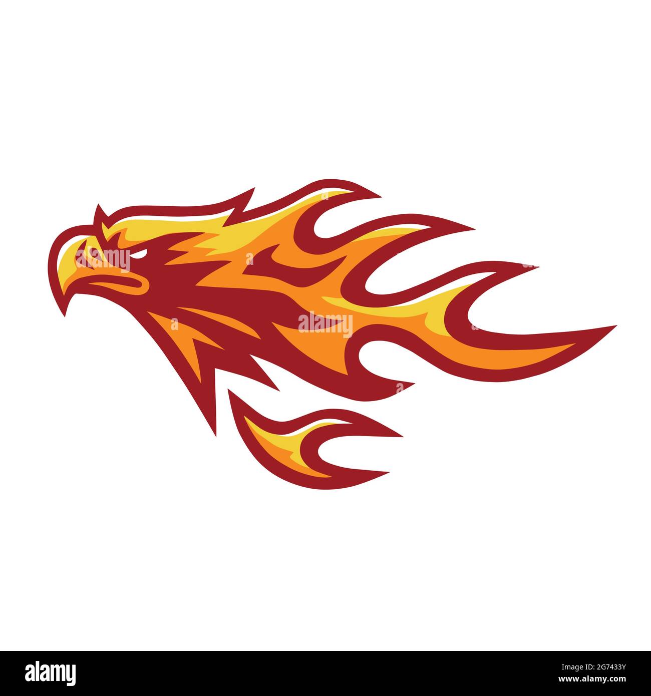 Fire Eagle Phoenix Falcon Hawk Head Flame Logo modello vettoriale Illustrazione Vettoriale