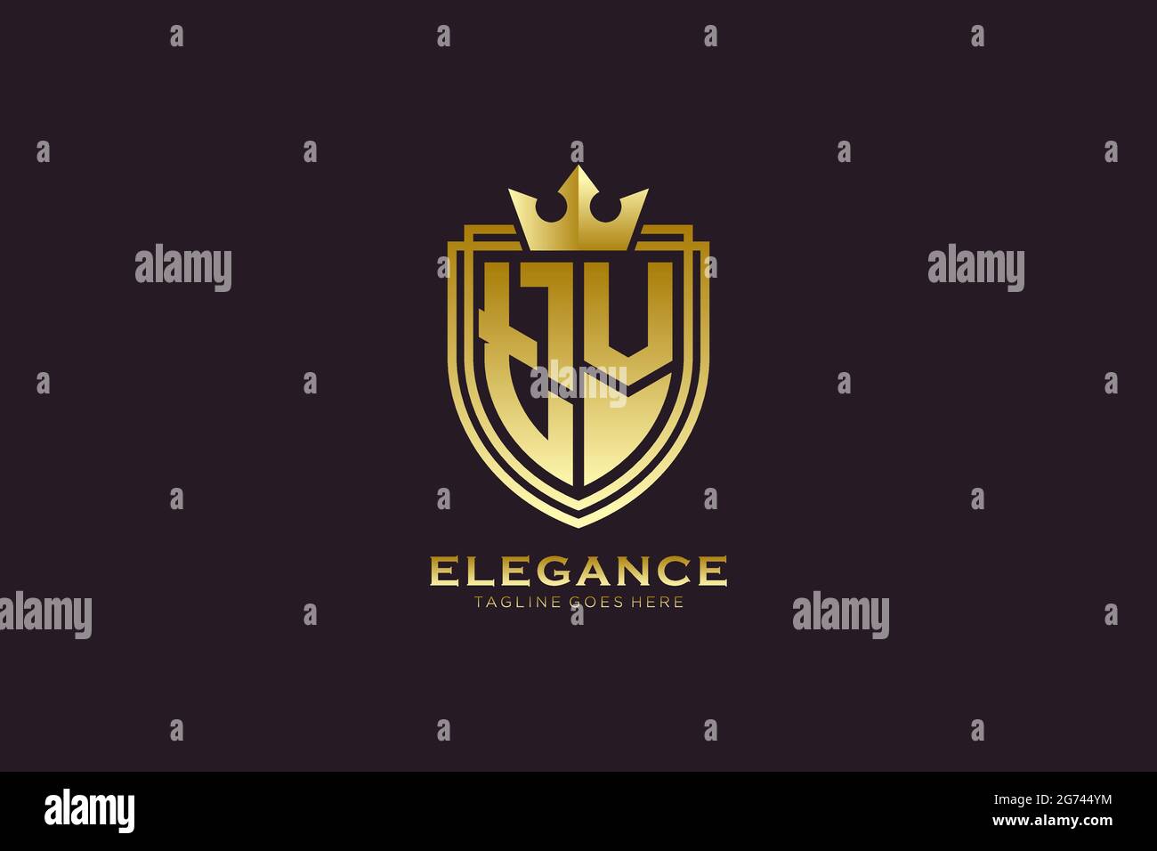 TV elegante monogramma di lusso logo o modello con scroll e corona reale - perfetto per lussuosi progetti di branding Illustrazione Vettoriale