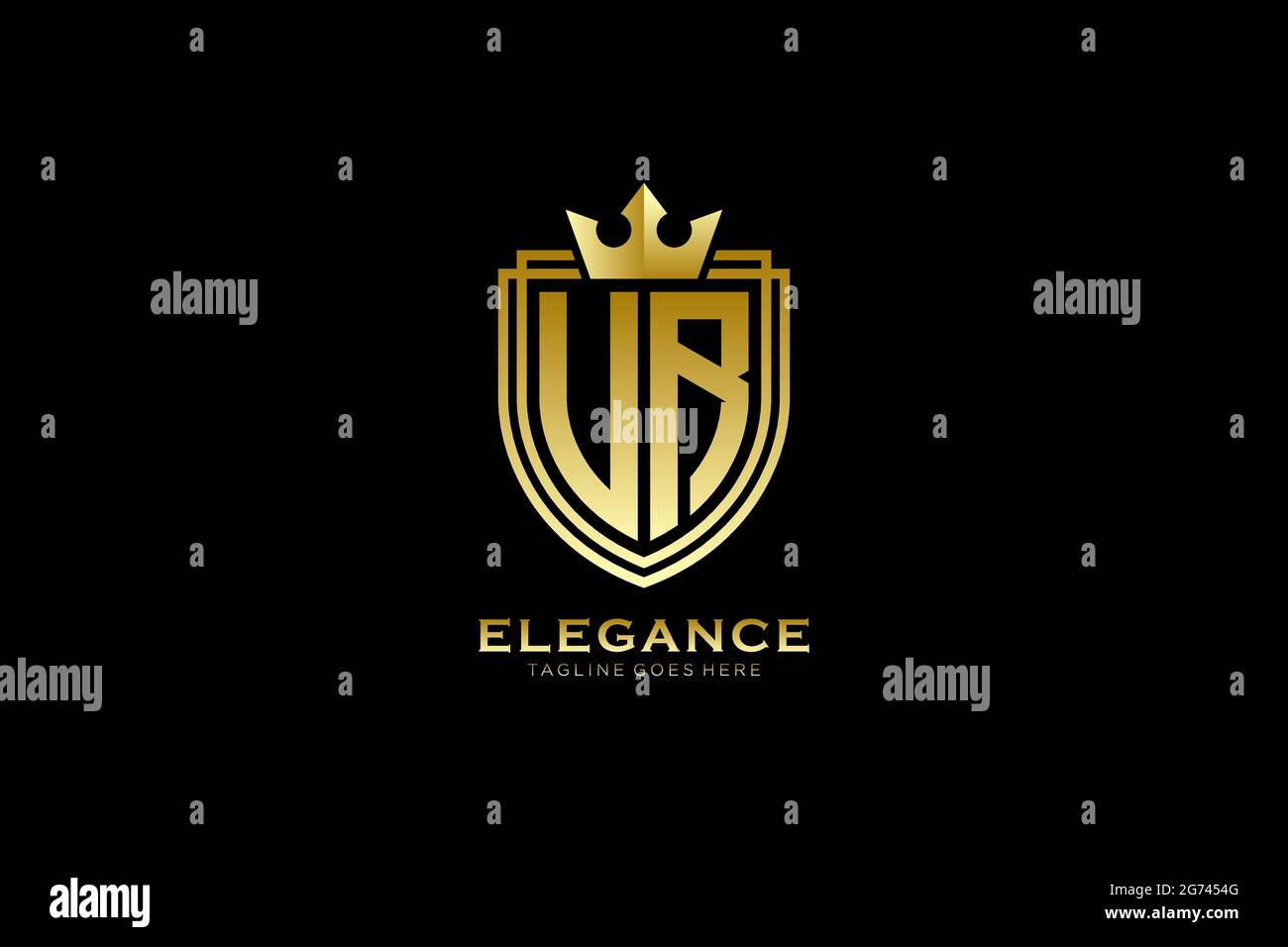 UR elegante logo monogramma di lusso o modello con scroll e corona reale - perfetto per progetti di branding di lusso Illustrazione Vettoriale