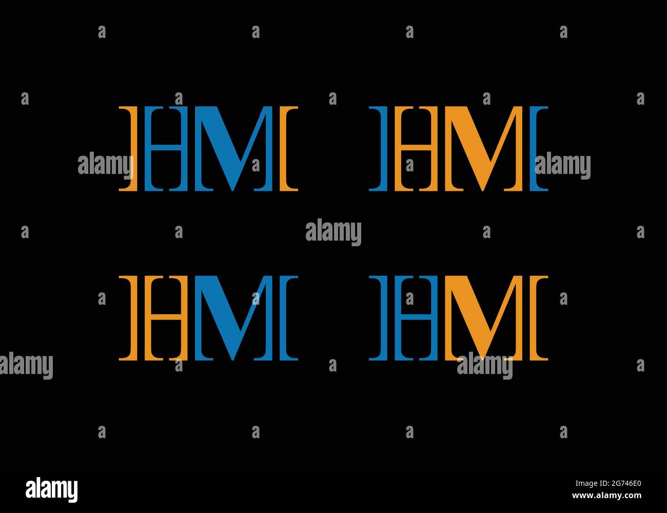 Lettera iniziale del monogramma HMLogo Design modello vettoriale H M lettera Logo Design per l'azienda legale e legale Illustrazione Vettoriale