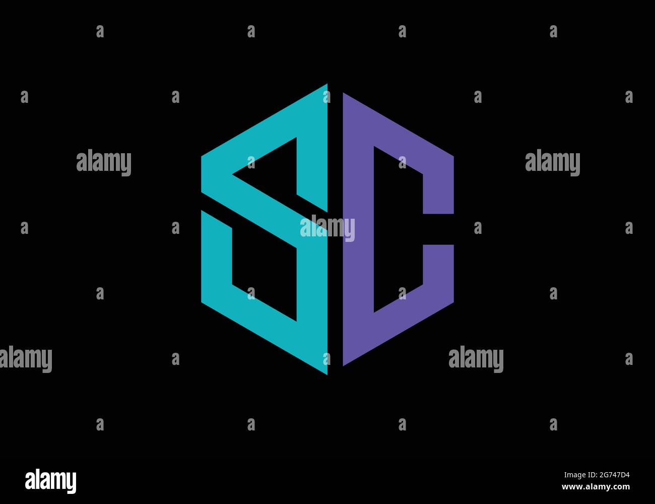 Monogramma iniziale lettera SC Logo Design modello vettoriale S C lettera Logo Design Illustrazione Vettoriale