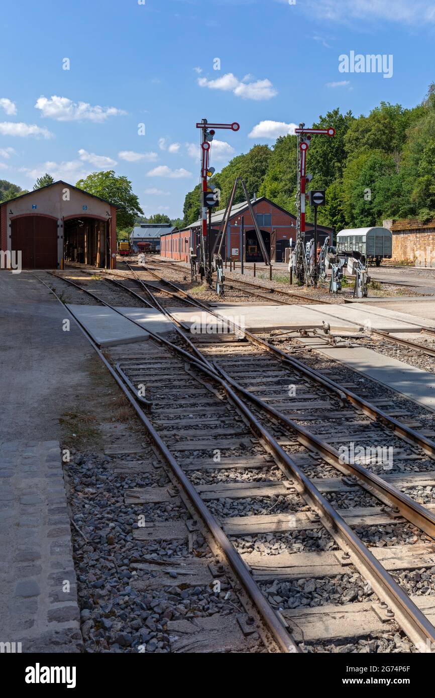 Europa, Lussemburgo, vicino a Differdange, Stazione di Fond-de-Gras Yard, parte del Museo industriale all'aperto di Minet Park Foto Stock