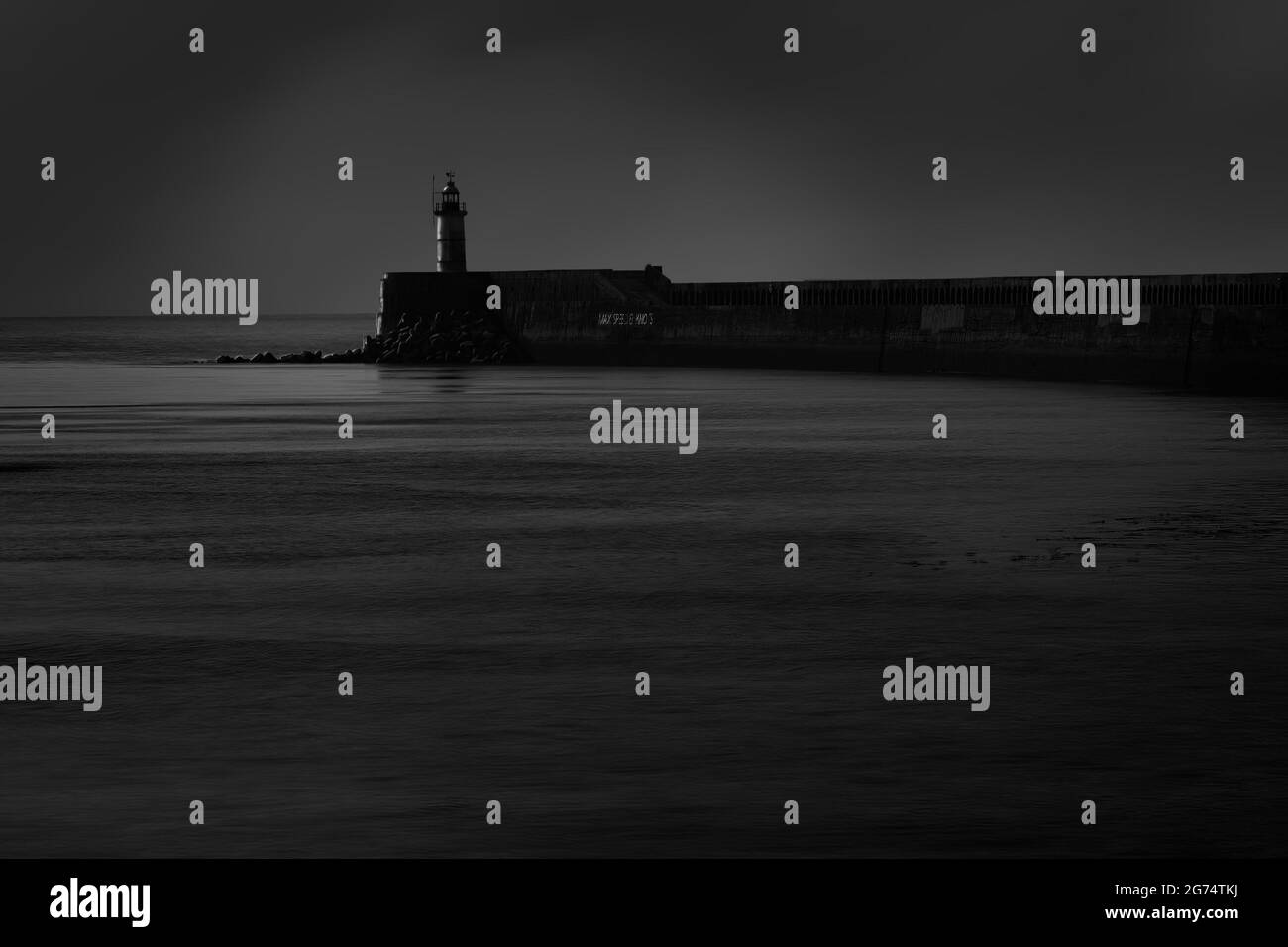 Faro di Newhaven belle arti in bianco e nero Foto Stock