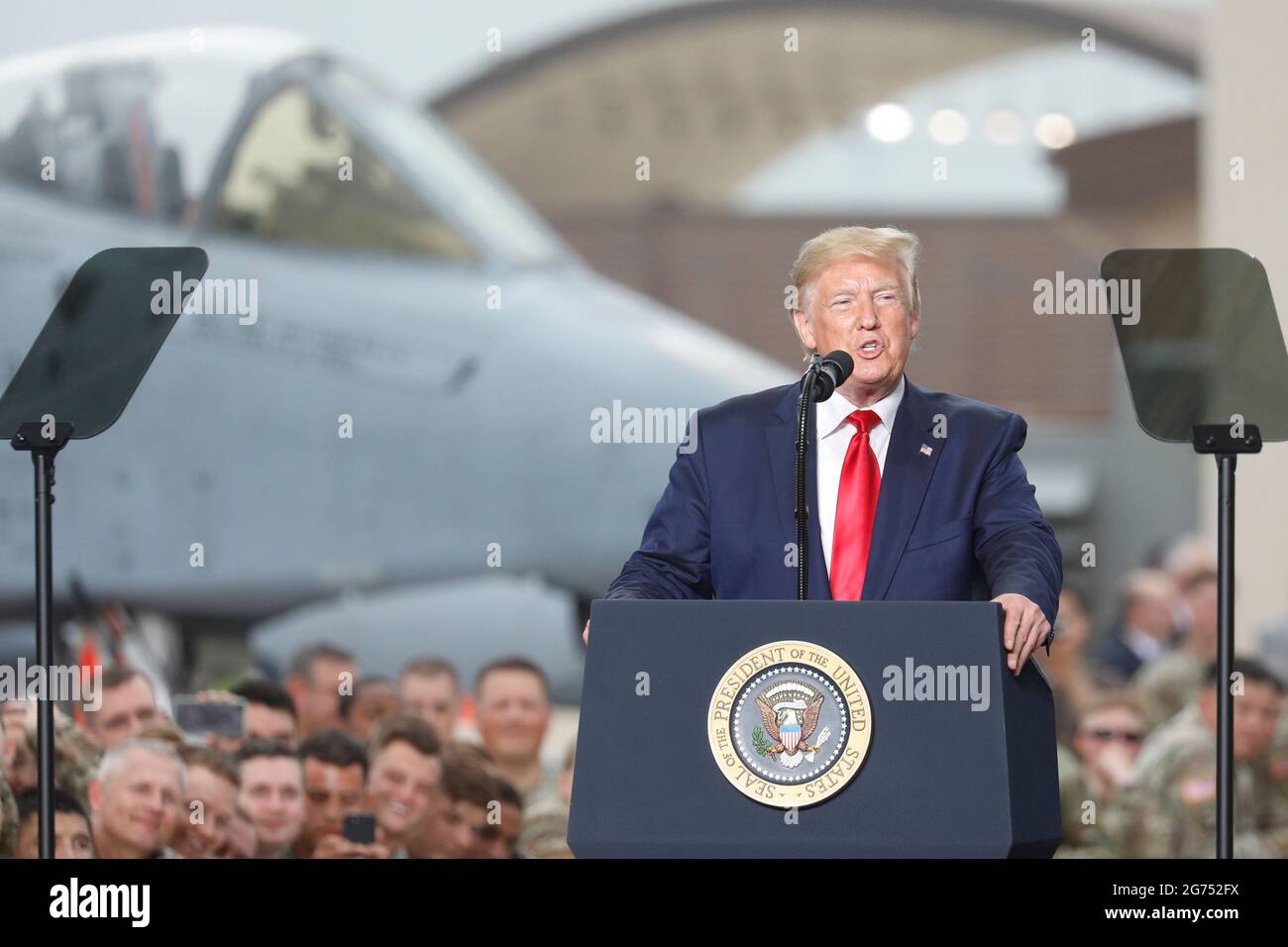 Il 30 giugno 2019 - il discorso del presidente americano-sudcoreano Donald Trump di Osan arriva dopo l’evento dell’incontro militare americano presso la base militare di Osan, Corea del Sud. Foto Stock