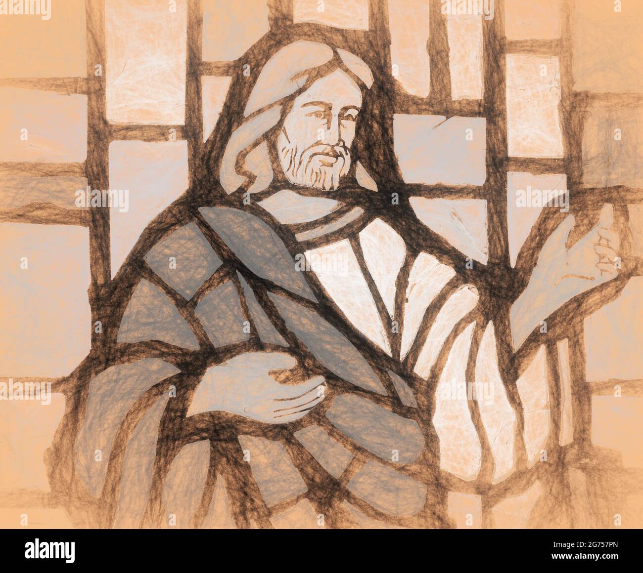 Gesù Cristo nella vetrata della chiesa Foto Stock