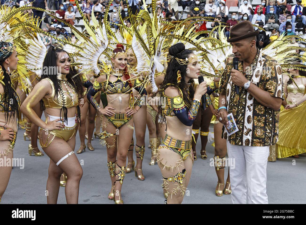 Parigi, Francia. 4 luglio 2021. Carnevale tropicale di Parigi e Ile-de-France allo Stadio Charlety il 4 luglio 2021 a Parigi, Francia. Foto Stock