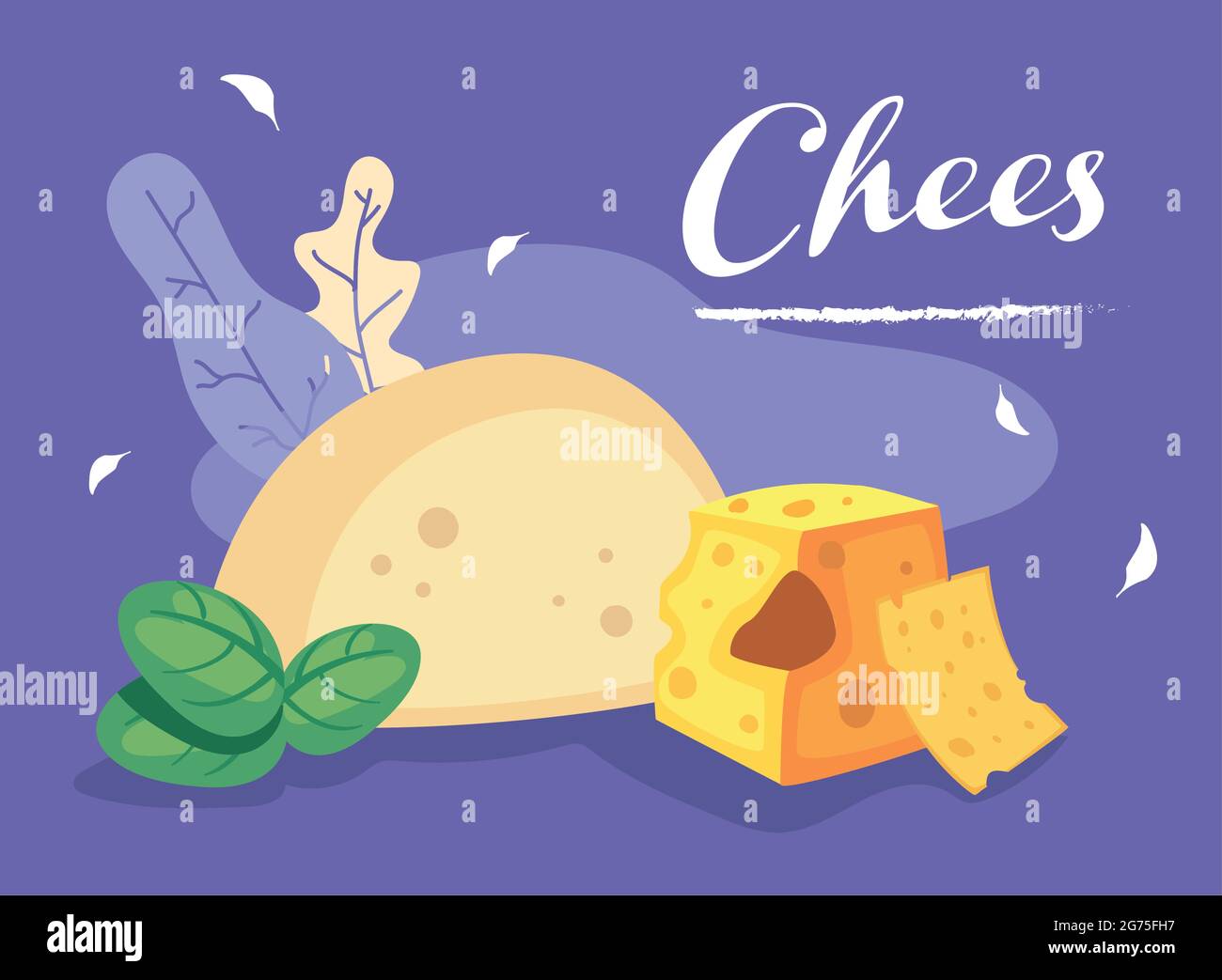 mozzarella e fette di formaggio giallo Illustrazione Vettoriale
