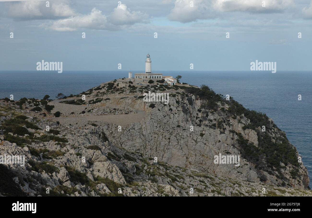 Faro di Cap Formentor, Maiorca, Isole Baleari Foto Stock