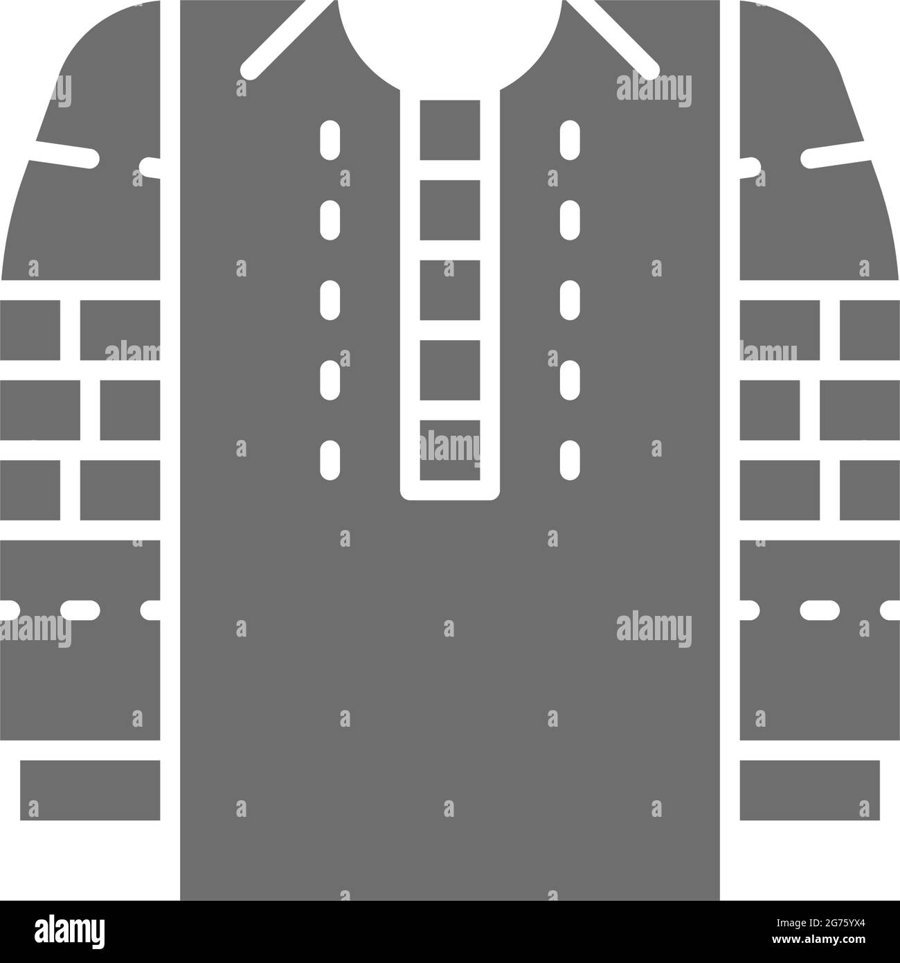 Maglia ricamata, icona nazionale di abbigliamento ucraino grigio. Illustrazione Vettoriale