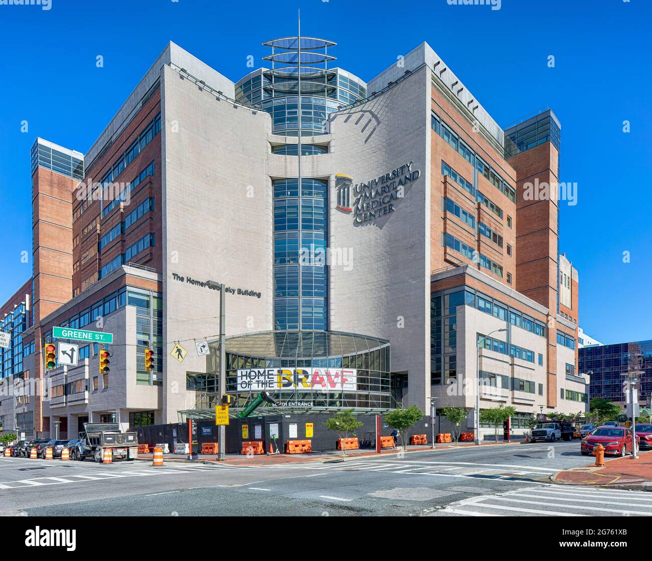 University of Maryland Medical Center, Homer Gudelsky Building, ingresso sud. Foto Stock