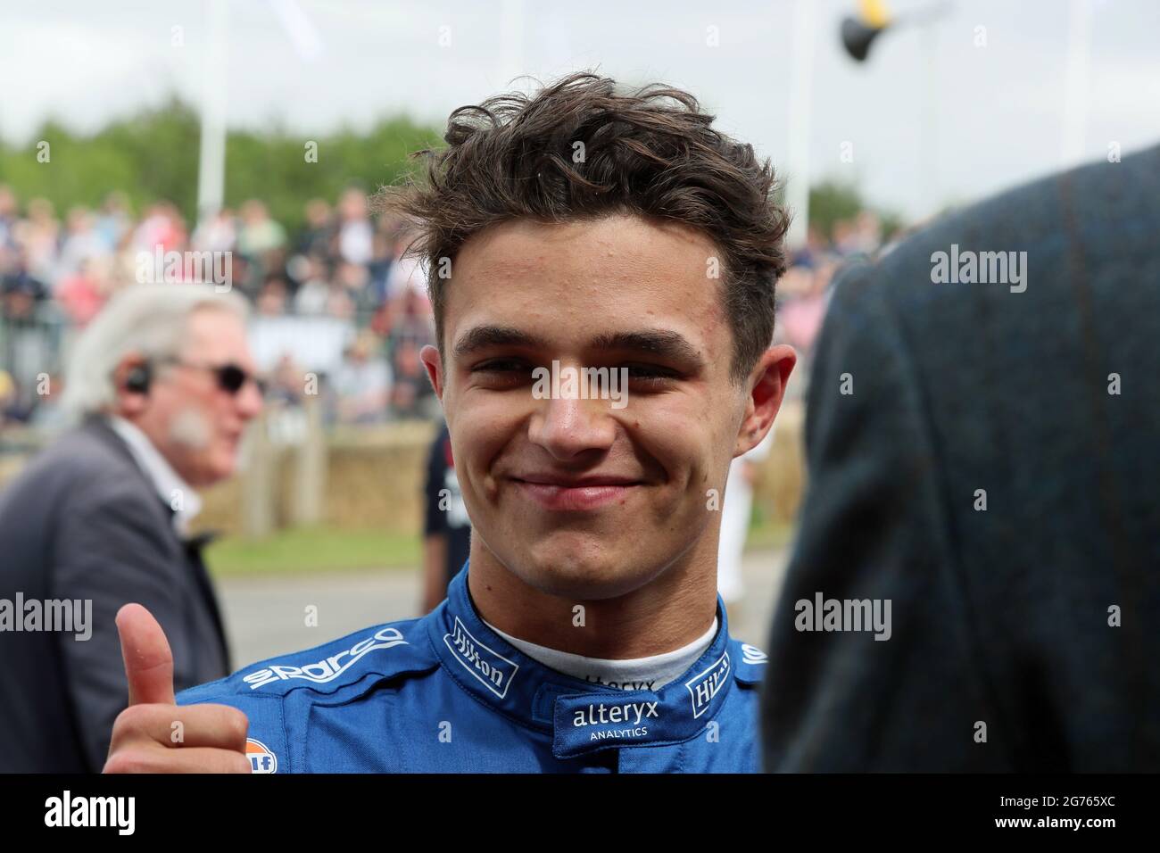 Goodwood, West Sussex, Regno Unito. 11 Luglio 2021. Lando Norris pilota britannico McLaren F1 al Goodwood Festival of Speed – ‘The Maestros – Motorsports Great All-Rounders’, a Goodwood, West Sussex, Regno Unito. © Malcolm Greig/Alamy Live News Foto Stock