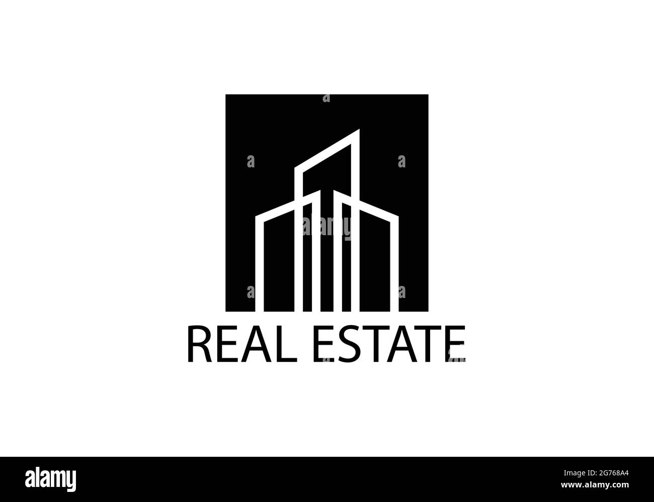 Design del logo immobiliare e modello vettoriale Illustrazione Vettoriale
