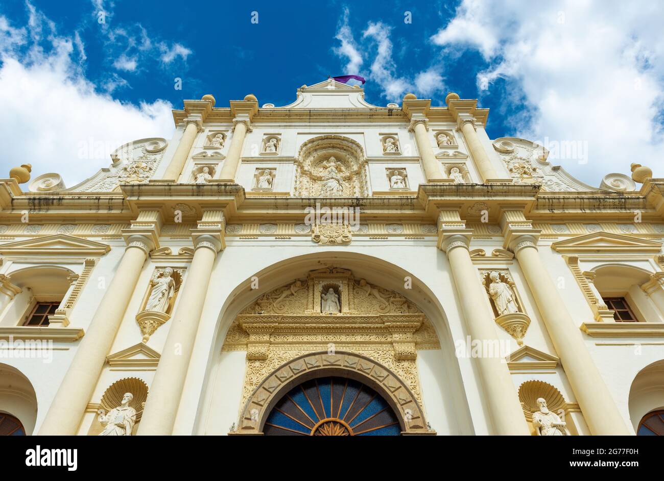 San Giovanni (San Jose) Antigua nuova facciata Cattedrale, Antigua città, Guatemala. Foto Stock