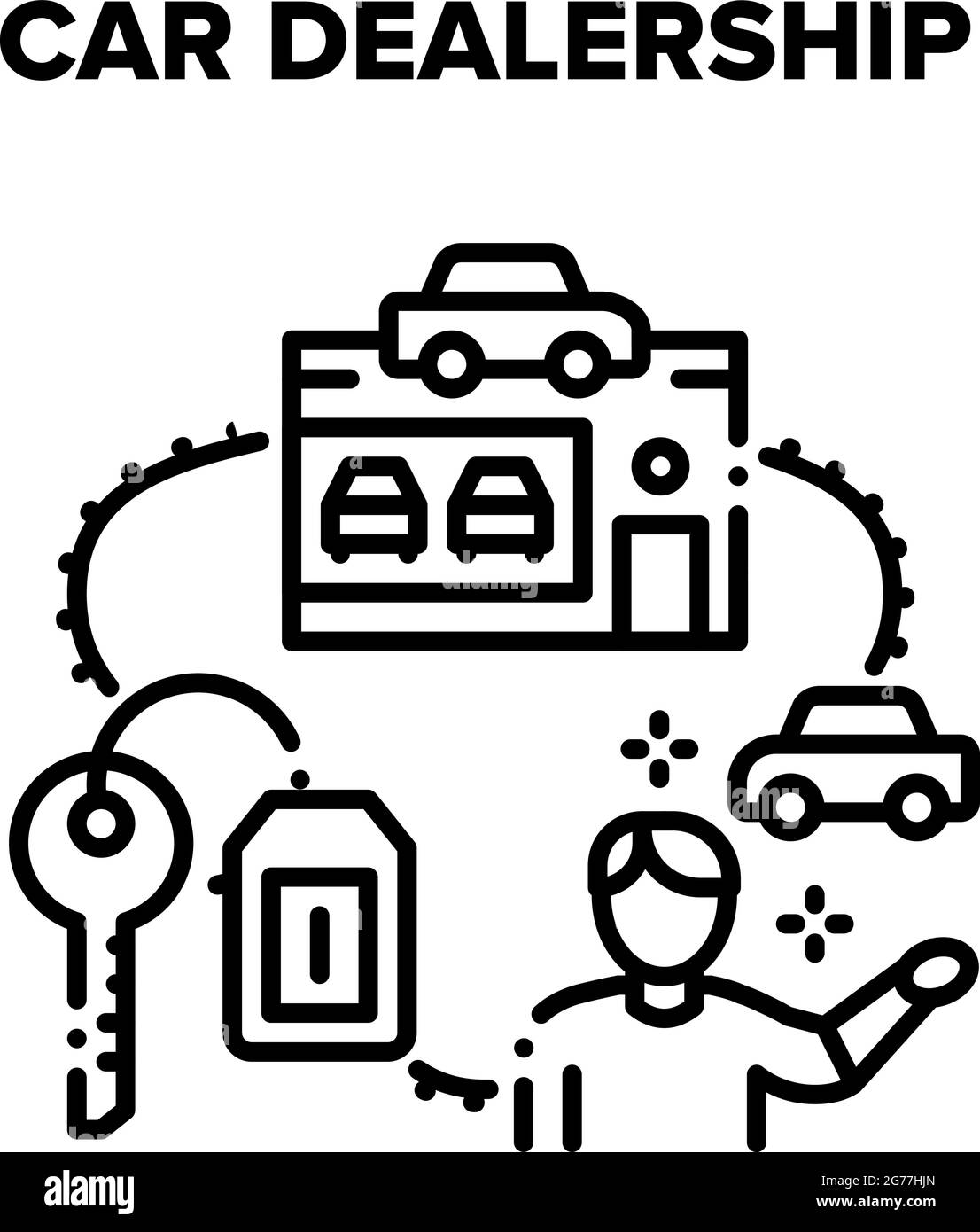 Illustrazione Vector Black della concessionaria automobilistica Illustrazione Vettoriale