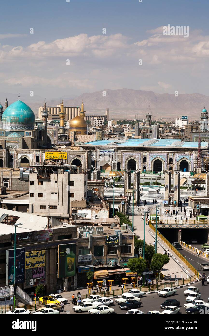 Santuario Sacro di Imam Reza, Haram e Razavi, Vista distante, Mashhad, Provincia di Razavi Khorasan, Iran, Persia, Asia occidentale, Asia Foto Stock