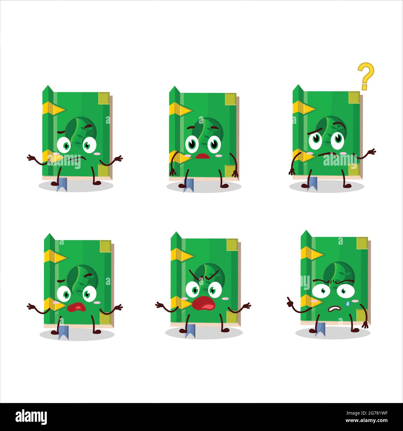 Cartoon carattere della terra libro di magia con che espressione. Illustrazione vettoriale Illustrazione Vettoriale