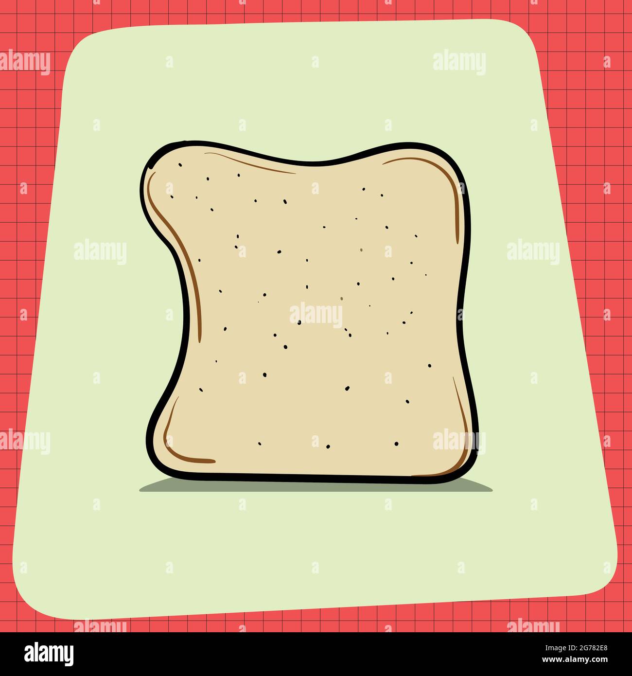 Fetta di pane Pan con ombra. Tutti i giorni la colazione casalinghi. Icone di cibo per la progettazione di menu. Elementi grafici vettoriali isolati su sfondo bianco. Illustrazione Vettoriale