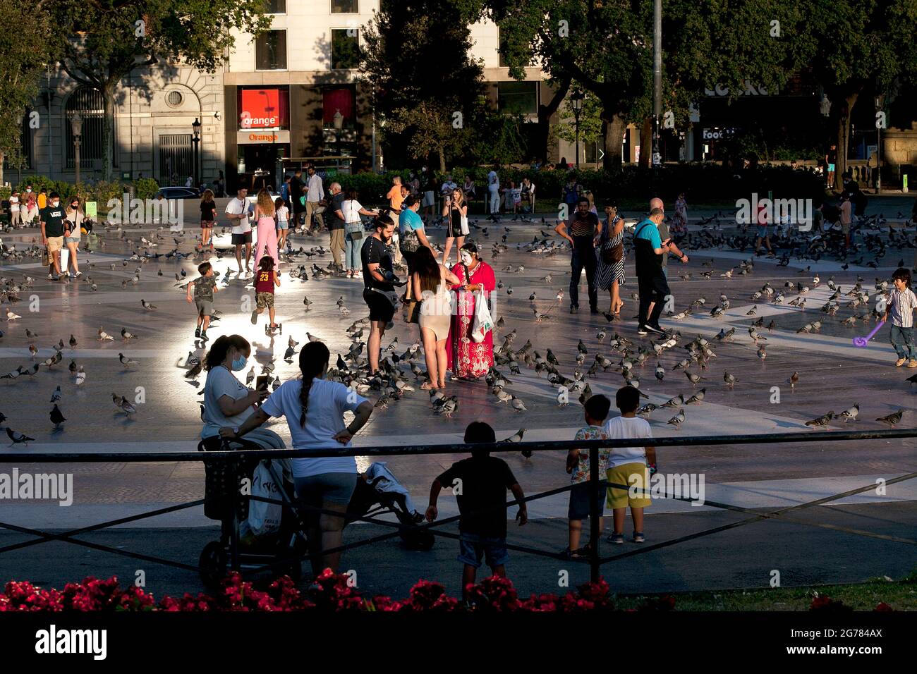 Turisti rumeni scamming, Barcellona, Spagna. Foto Stock