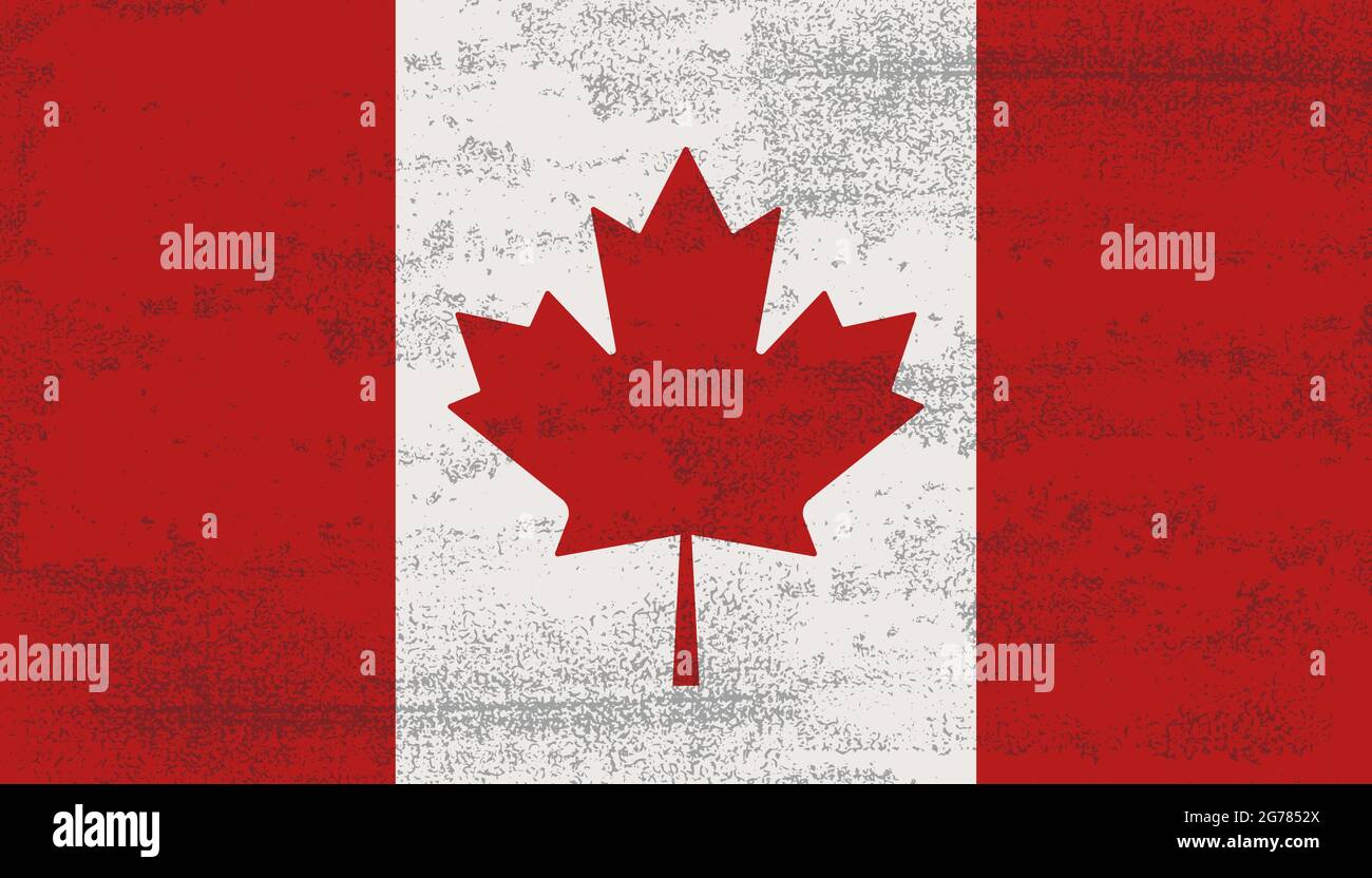 Grunge texture bandiera Canada. Illustrazione vettoriale in stile vintage Illustrazione Vettoriale