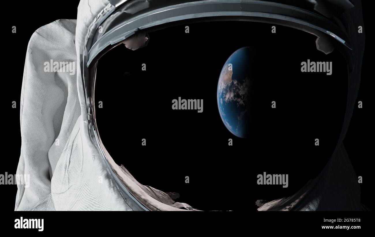 Astronauta nel concetto di repletion della terra di vetro rendering 3D . Foto Stock