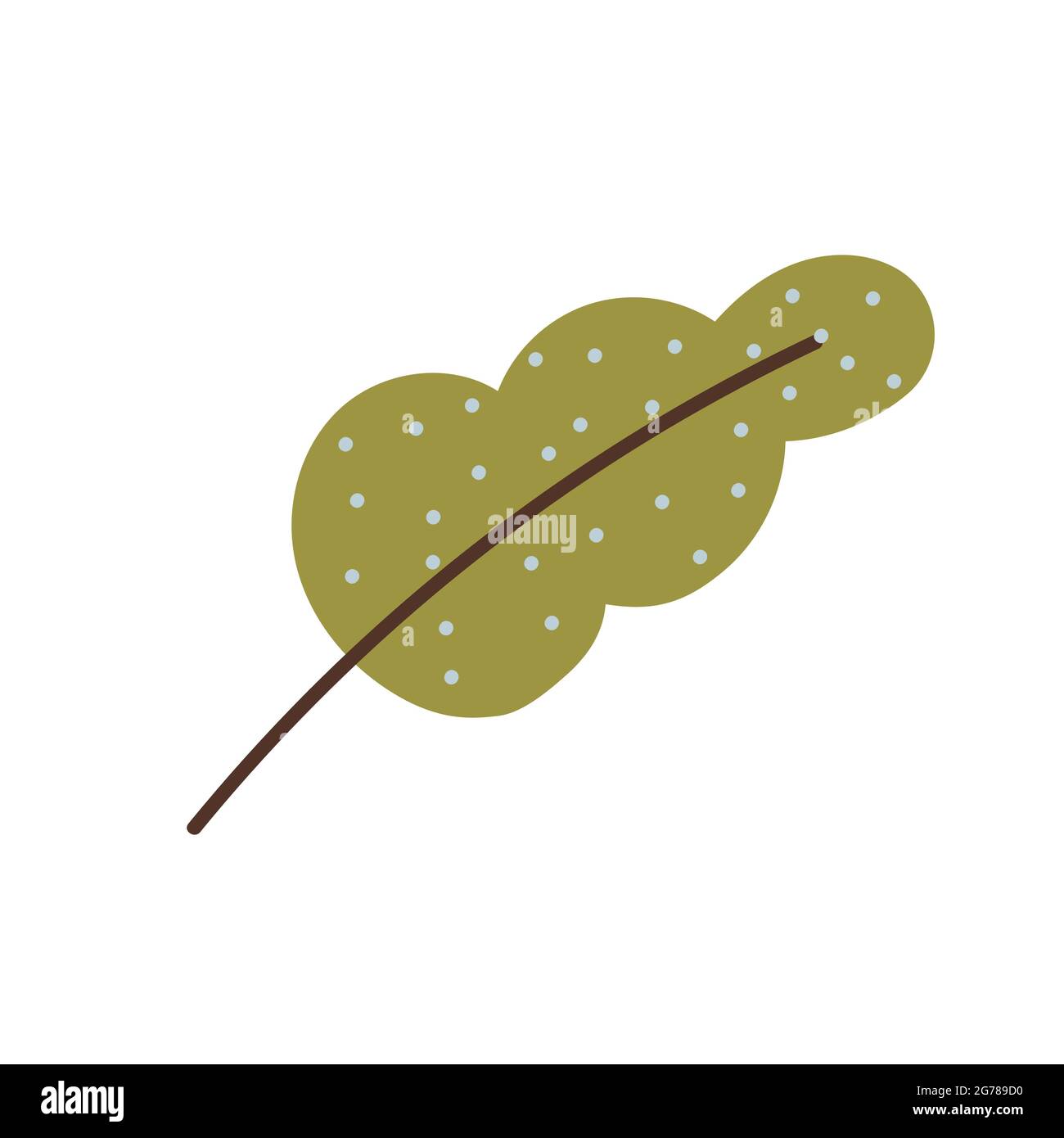 quercia verde tirata a mano caduta foglia autunno. Vettore Illustrazione Vettoriale