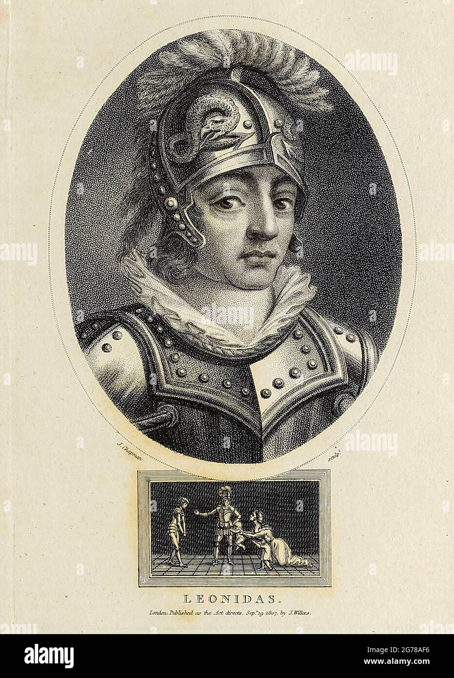 Leonidas i (il 'trono del leone'; morì il 19 settembre 480 a.C.) fu un re della città-stato greca di Sparta, e il 17 della linea Agiad, una dinastia che rivendicò la discesa dal mitologico demigodo Eracle e Cadmus. Leonidas i era figlio del re Anaxandridas II Succedette al suo fratellastro re Cleomenes i al trono in c. 489 A.C. Il suo co-governante era il re Leotychidas. Gli successe il figlio, re Pleistarco. Leonidas ebbe una notevole partecipazione alla seconda guerra persiana, dove condusse le forze greche alleate ad un ultimo stand nella battaglia di Thermopylae (480 a.C.) mentre tentava di sfidare Foto Stock