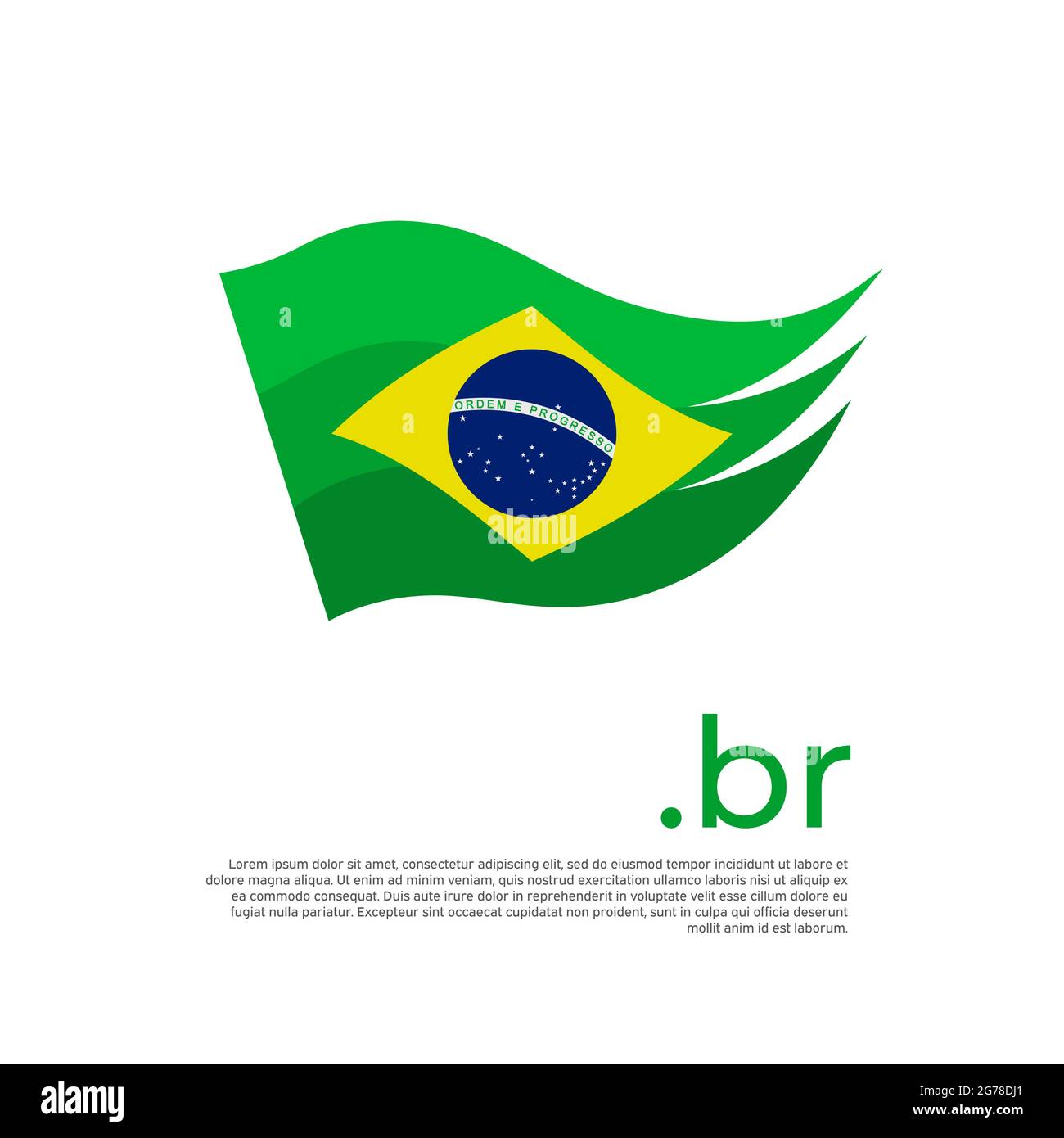 Bandiera del Brasile. Strisce di colori della bandiera brasiliana su sfondo  bianco. Vector design poster nazionale con dominio br, posto per il testo.  Pennellate Immagine e Vettoriale - Alamy