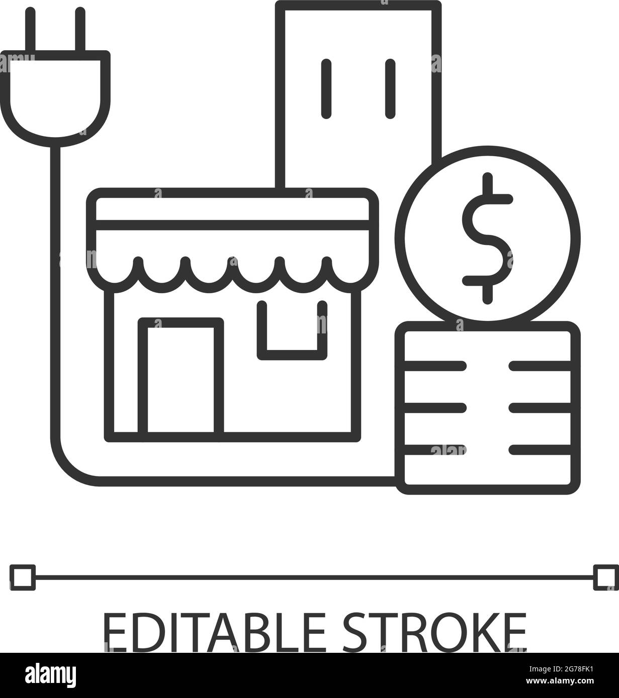 Prezzo dell'energia per l'icona lineare del cliente commerciale Illustrazione Vettoriale