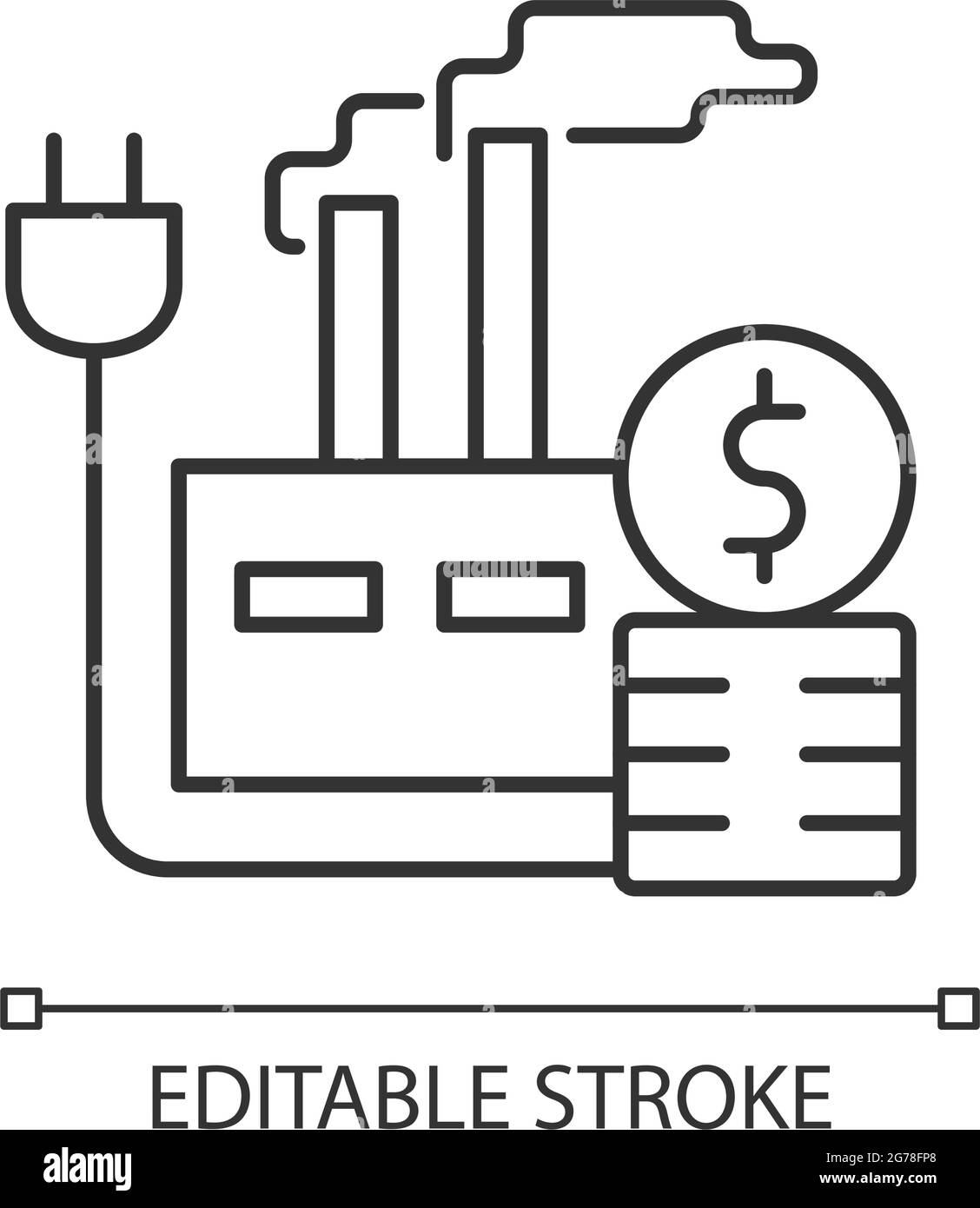 Prezzo dell'energia per icona lineare del settore Illustrazione Vettoriale