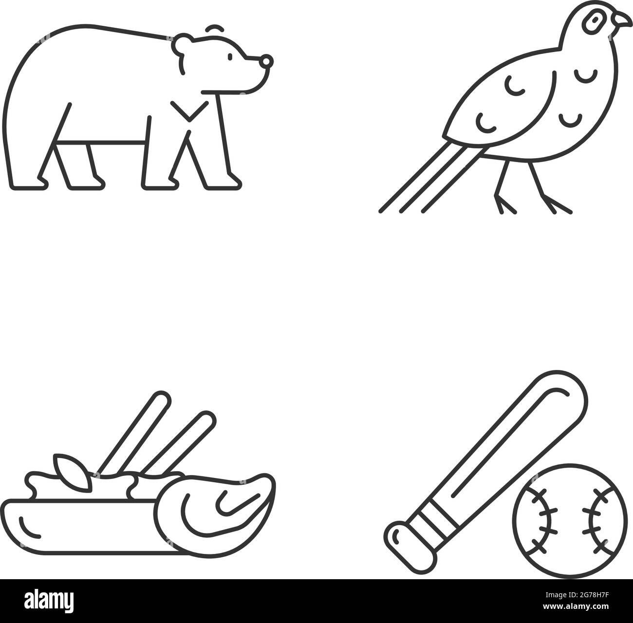 Set di icone lineari endemiche nazionali di Taiwan Illustrazione Vettoriale