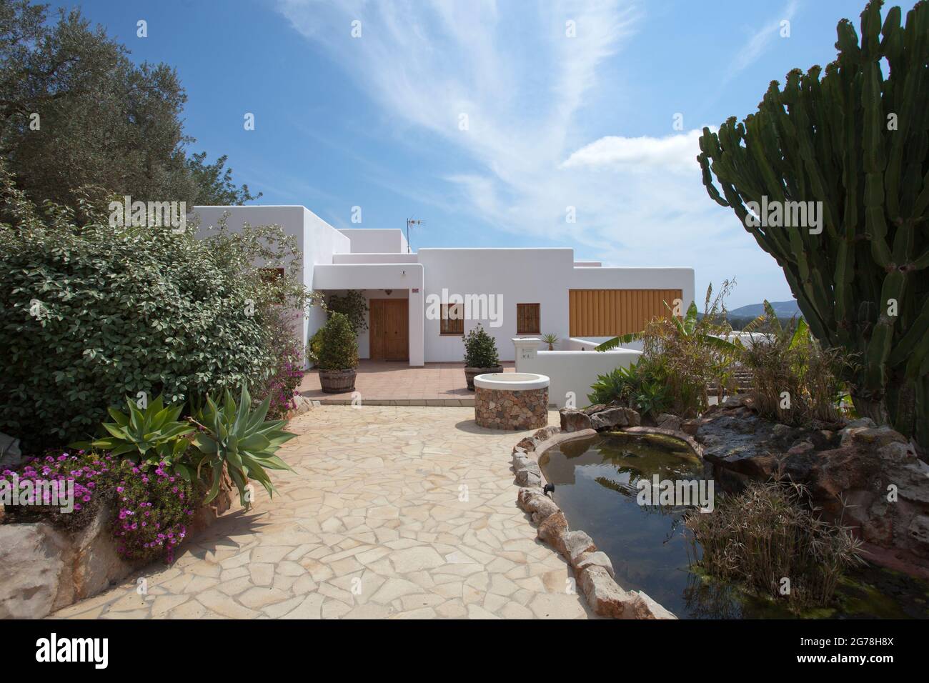 Costruzione tipica di case, Sant Llorenc de Balafia, Ibiza Foto Stock