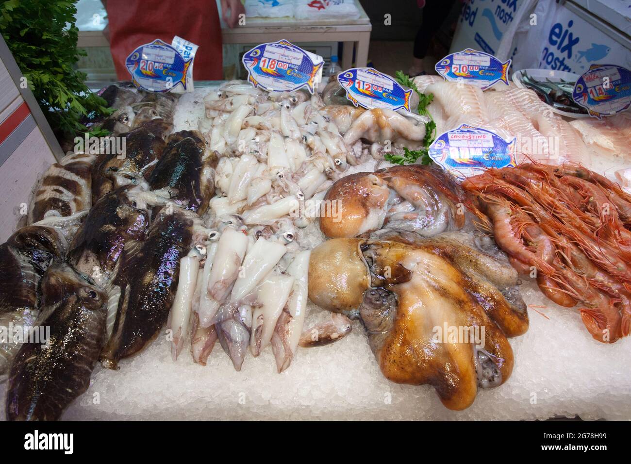 Mercato giornaliero, Santa Eularia, Ibiza Foto Stock